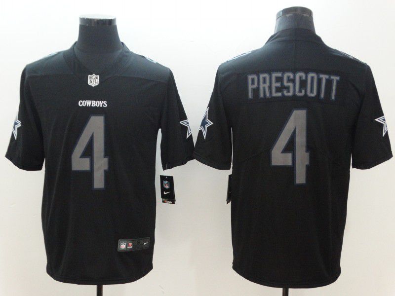 Men Dallas cowboys 4 Prescott Nike Fashion Impact Black Color Rush Limited NFL Jerseys
